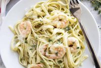 Creamy Poblano Shrimp Pasta with Garlic and Lime