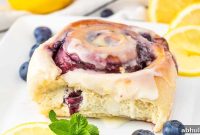 Lemony Blueberry Sweet Rolls with Cream Cheese Glaze