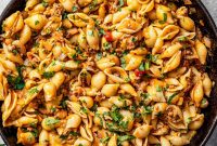 Mexican Taco Pasta Recipe with Spicy Beef and Cheesy Sauce