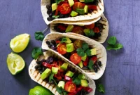 Avocado and Black Bean Tacos with Tangy Lime Slaw