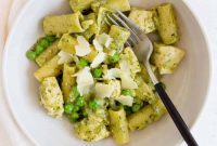Creamy Chicken Pesto Pasta with Sweet Peas