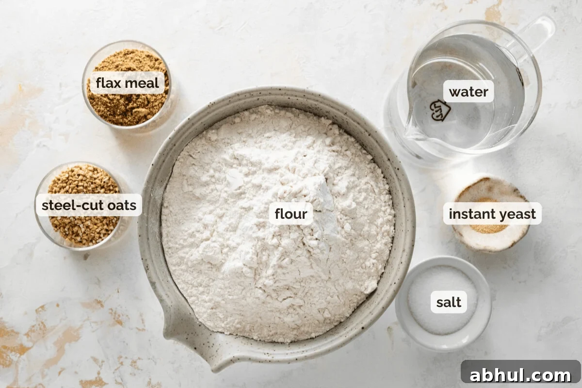 Recipe ingredients for Italian bread recipe.