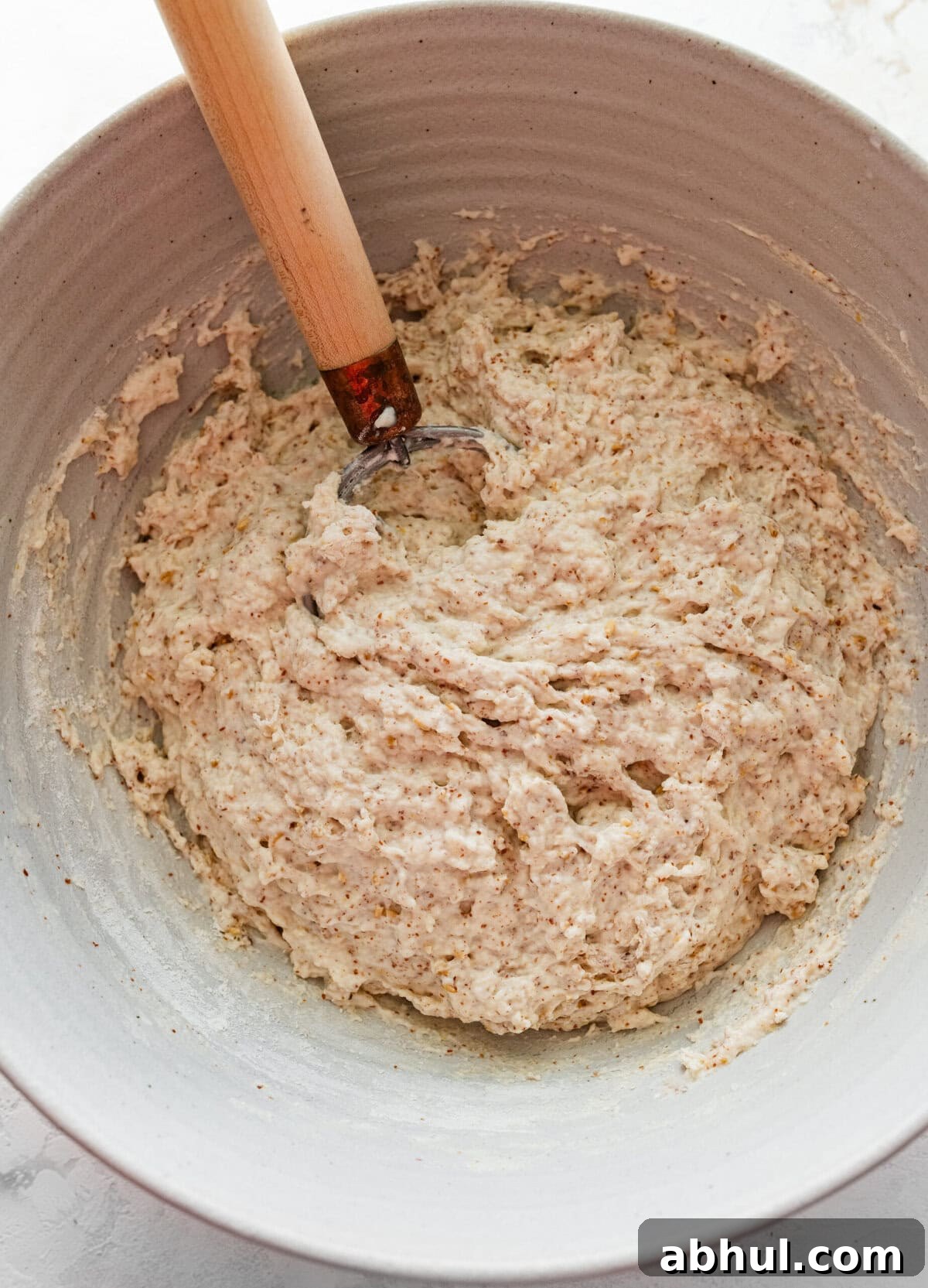 Italian bread dough in a bowl. 