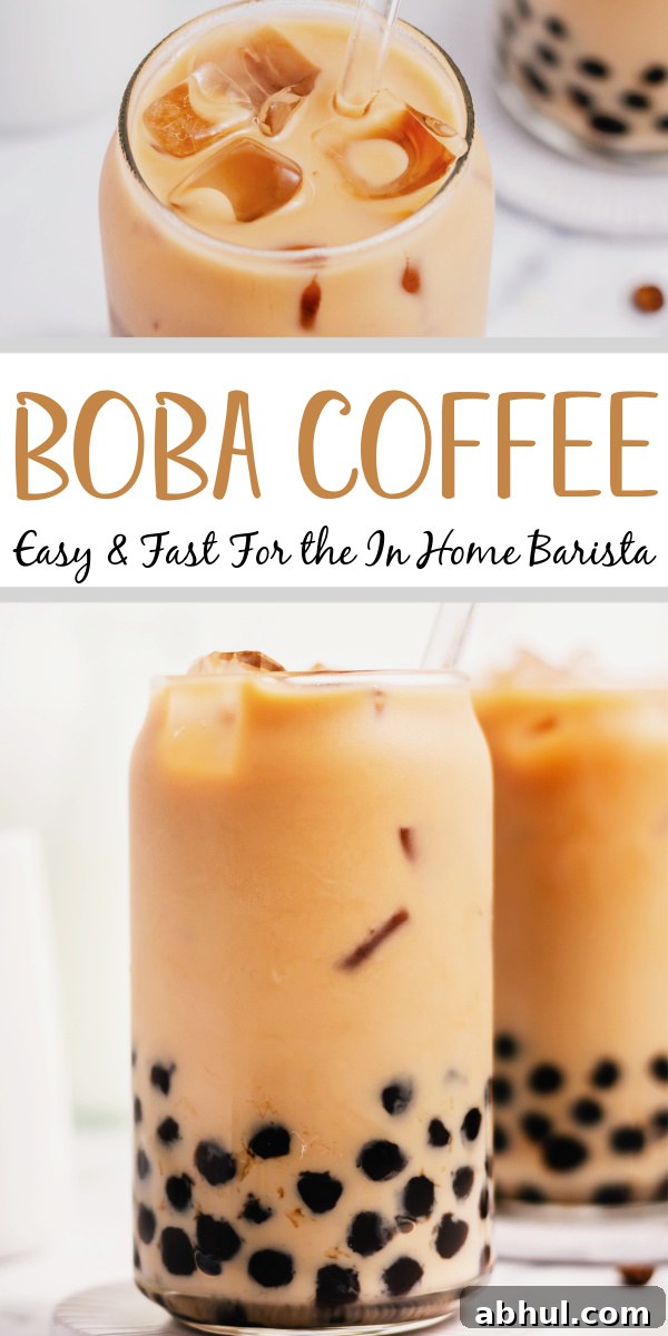 Boba coffee is naturally gluten free and can easily be dairy free as well. It uses only four ingredients to create a refreshing, visually appealing drink easily and quickly. Making your own bubble coffee at home saves you money and this versatile recipe can be tuned to your personal taste and hits the spot anytime from breakfast into the evening. #bobacoffee #bubblecoffee #glutenfreerecipes #dairyfreerecipes #glutenfreedairyfreerecipes #healthybreakfastrecipes