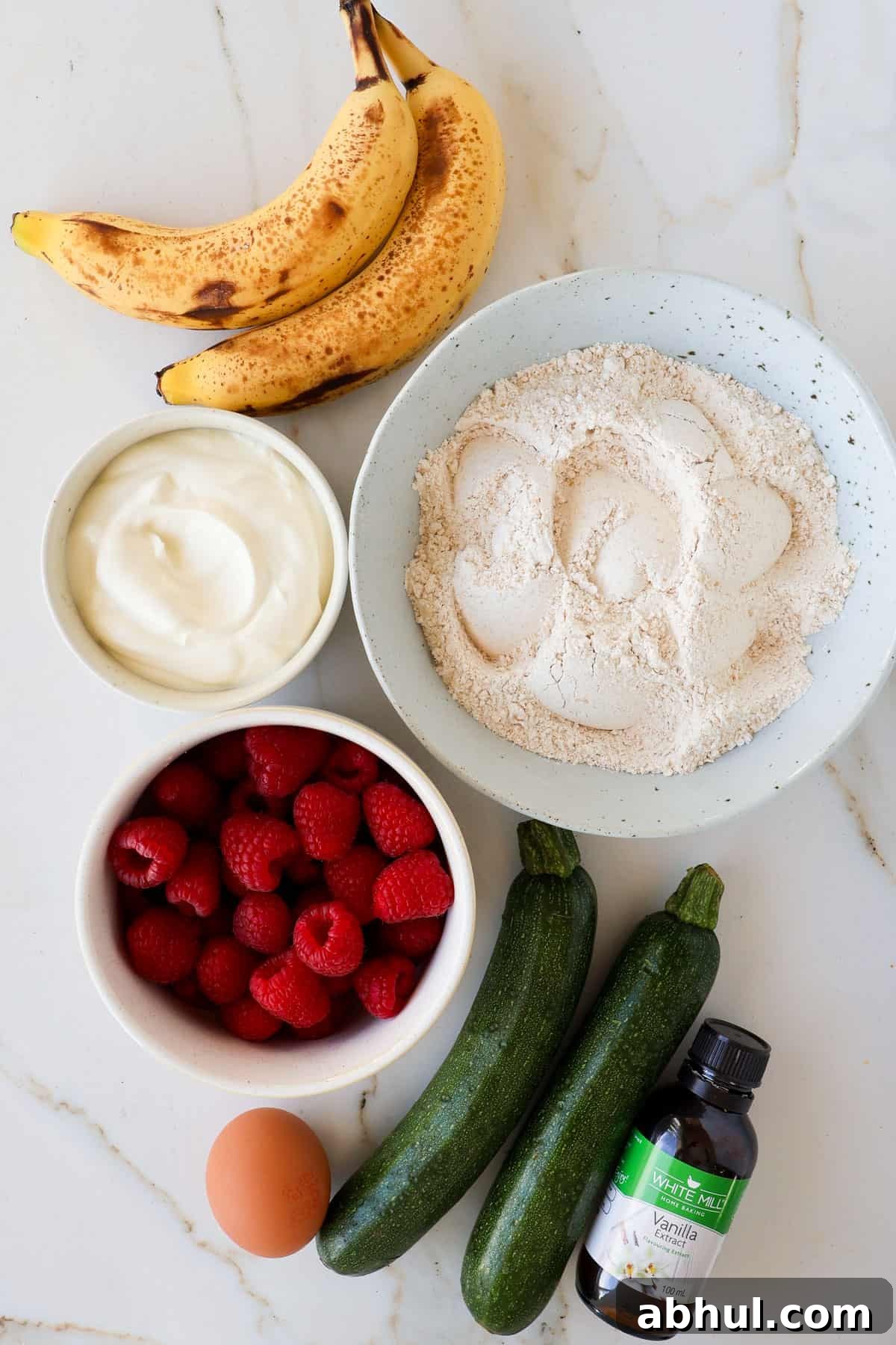 Ingredients shown to make the muffins.