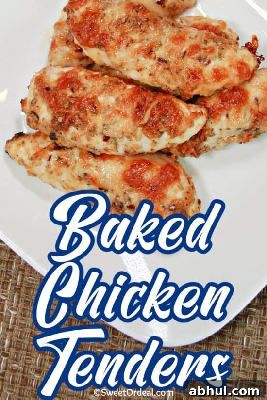 Baked Chicken Tenders are moist and tender on the inside, with a crispy outside.