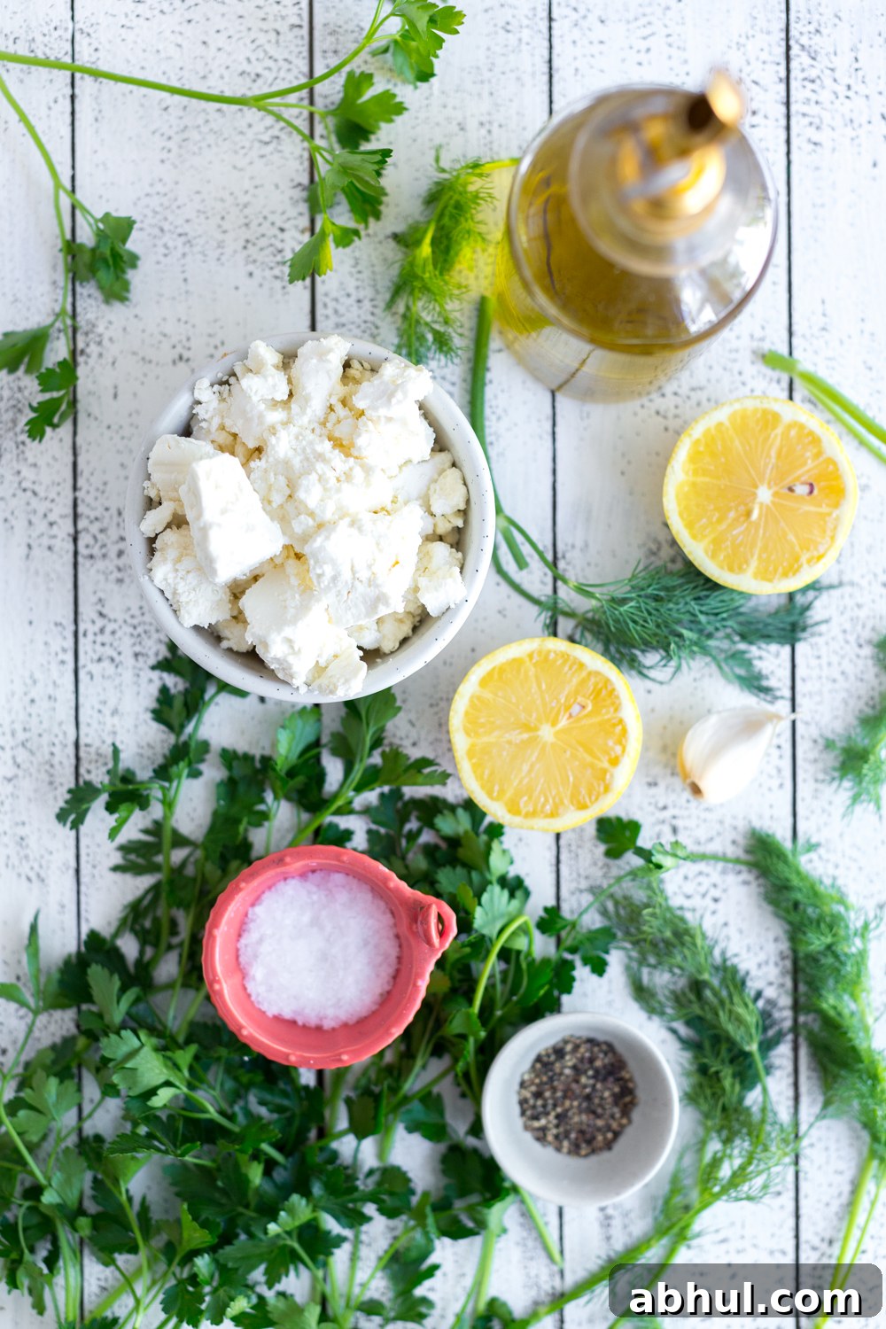 ingredients for Herby Feta Dip sauce