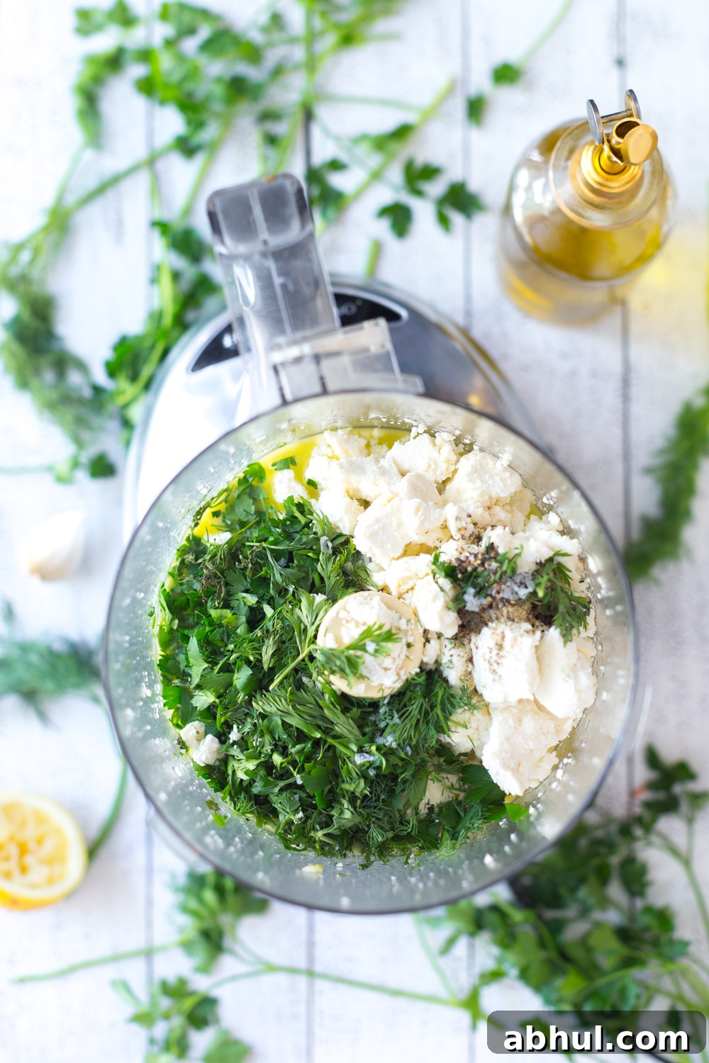 Mixing Herby Feta Dip sauce