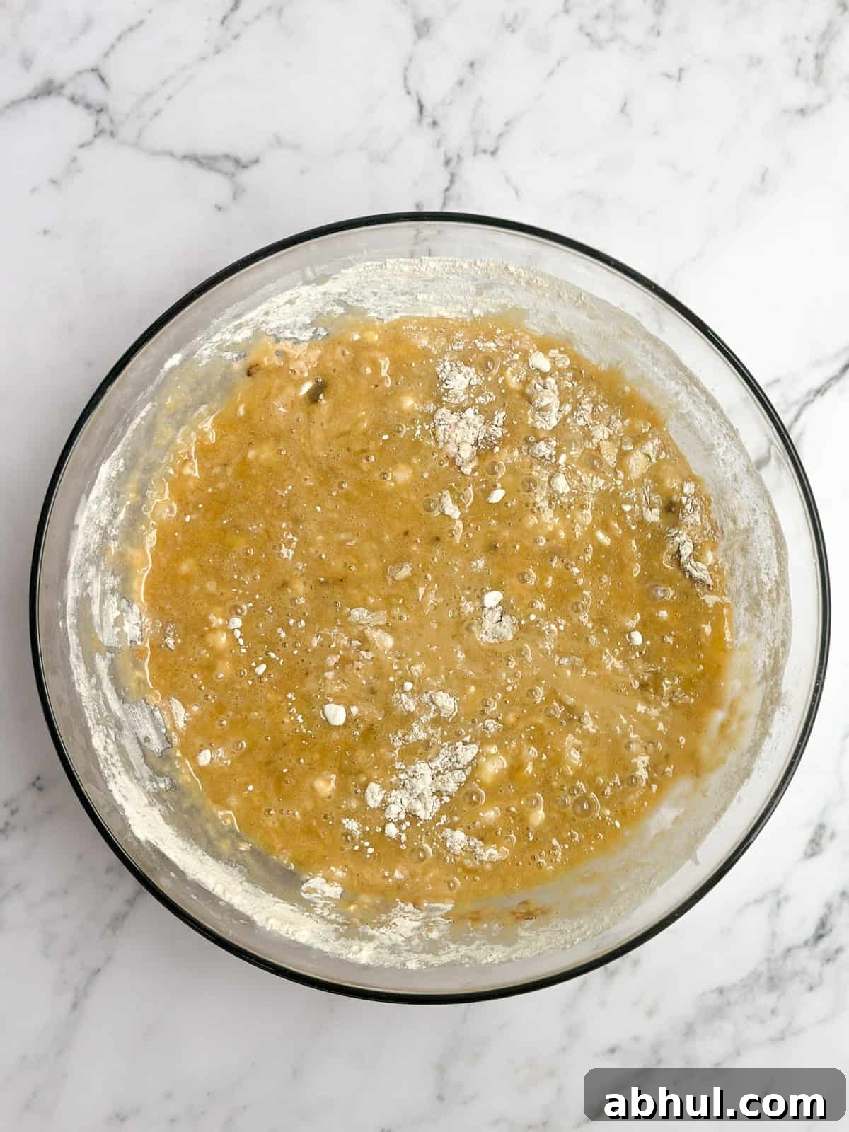 dry ingredients added for the cake batter.