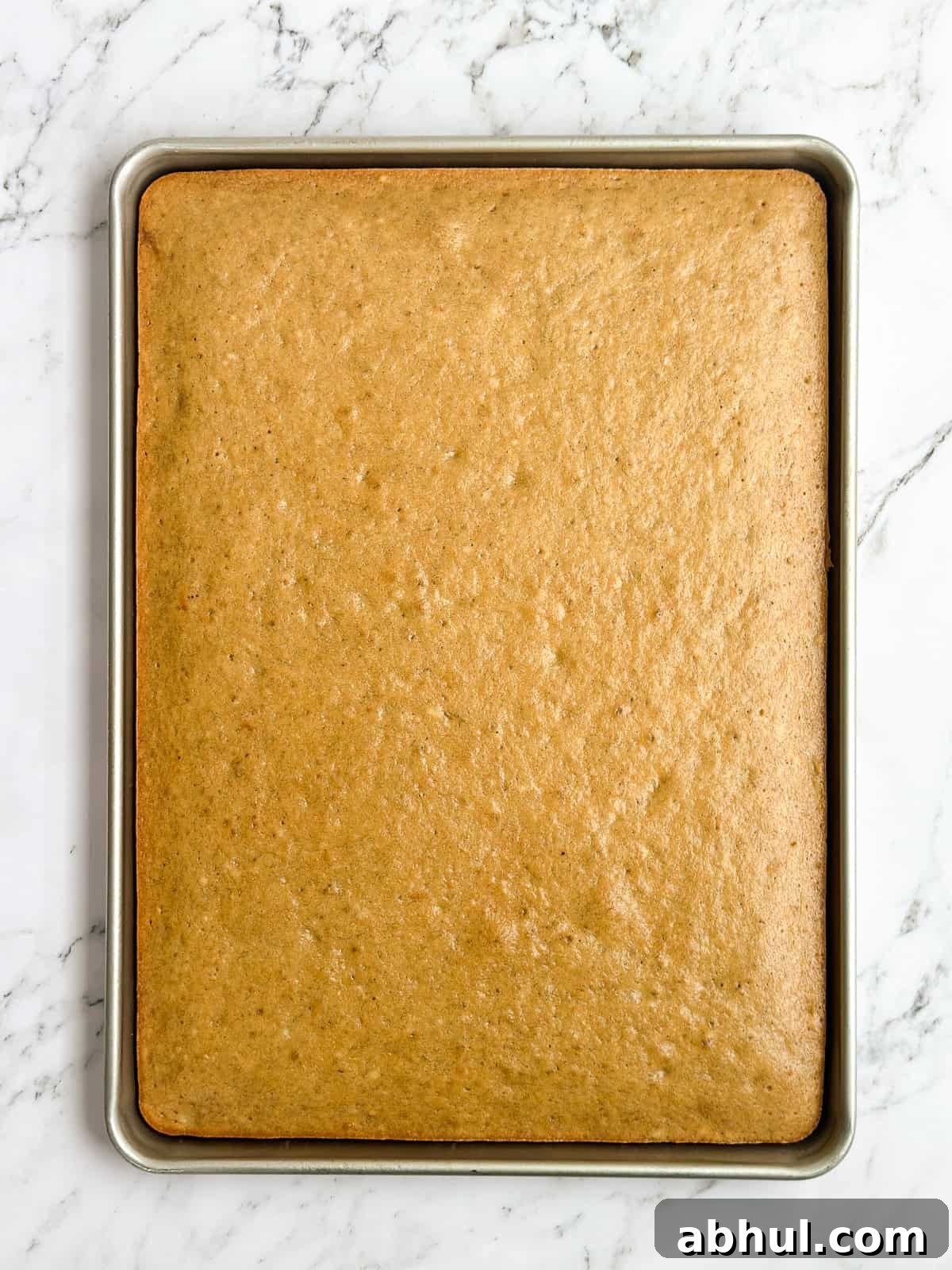 sheet cake after baking.
