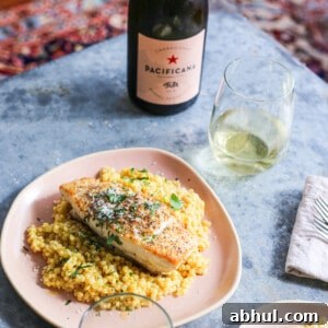 Seared Halibut Over Saffron Couscous Milanese 4 img 12815 3
