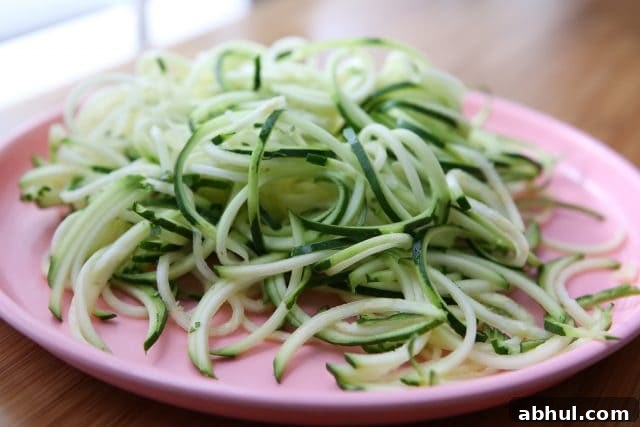 zoodles (spiralized zucchini) on a plate