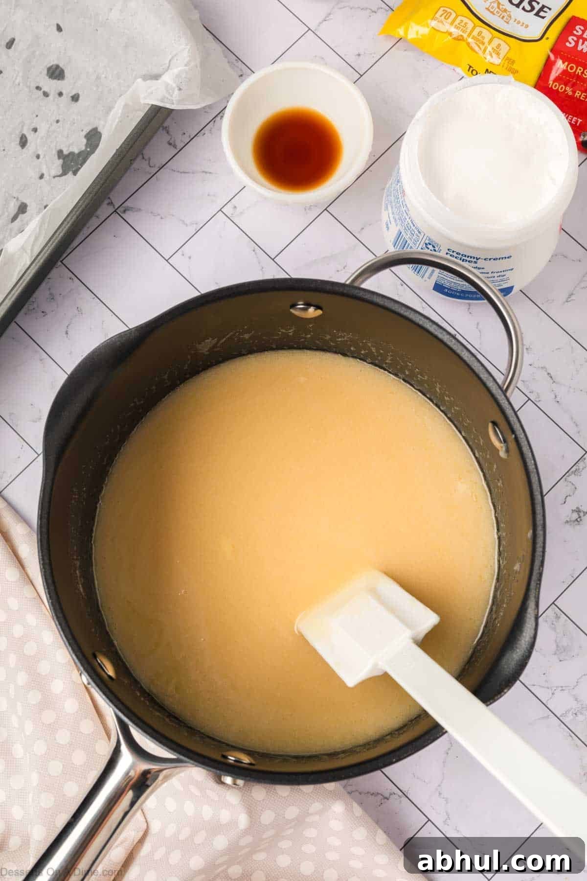 Mixture combined together. 