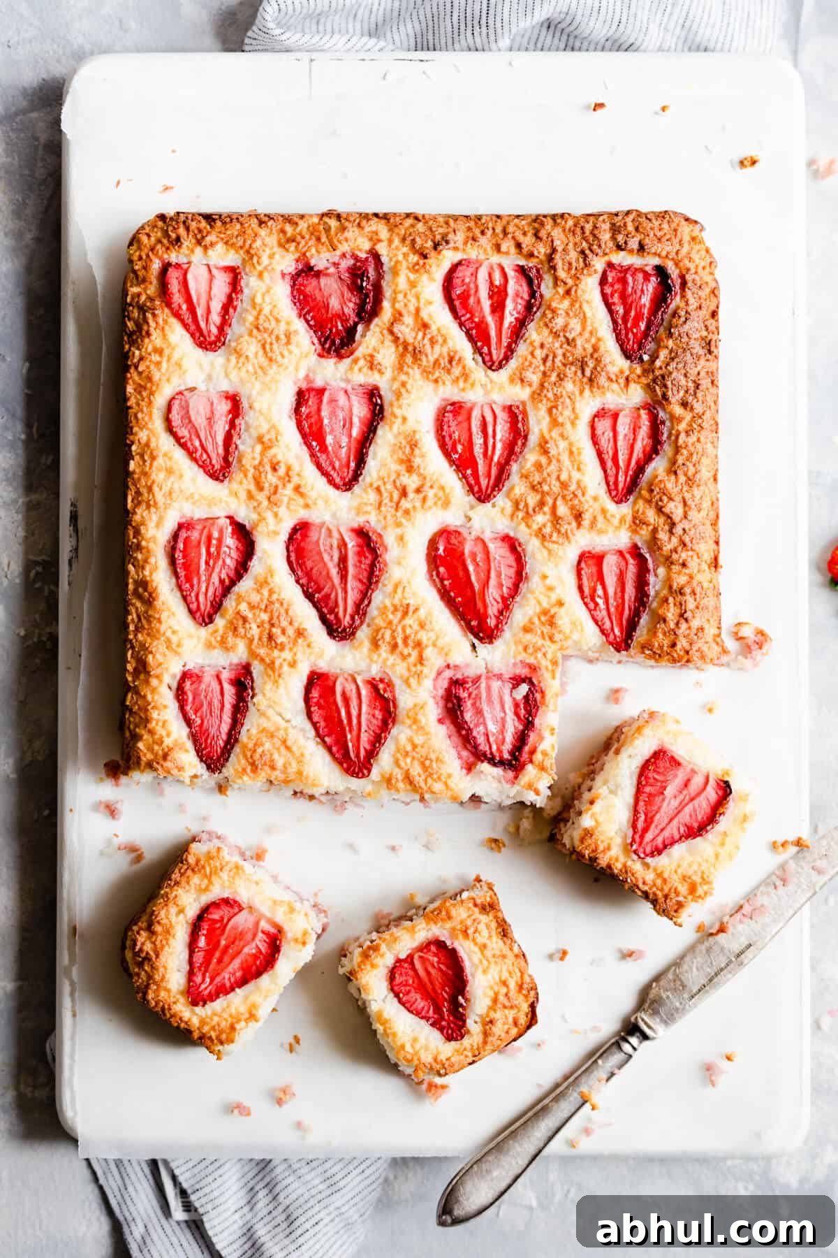 Strawberry Coconut Frozen Squares: Refreshing No-Bake Treat 2 top view of strawberry coconut ice squares bake