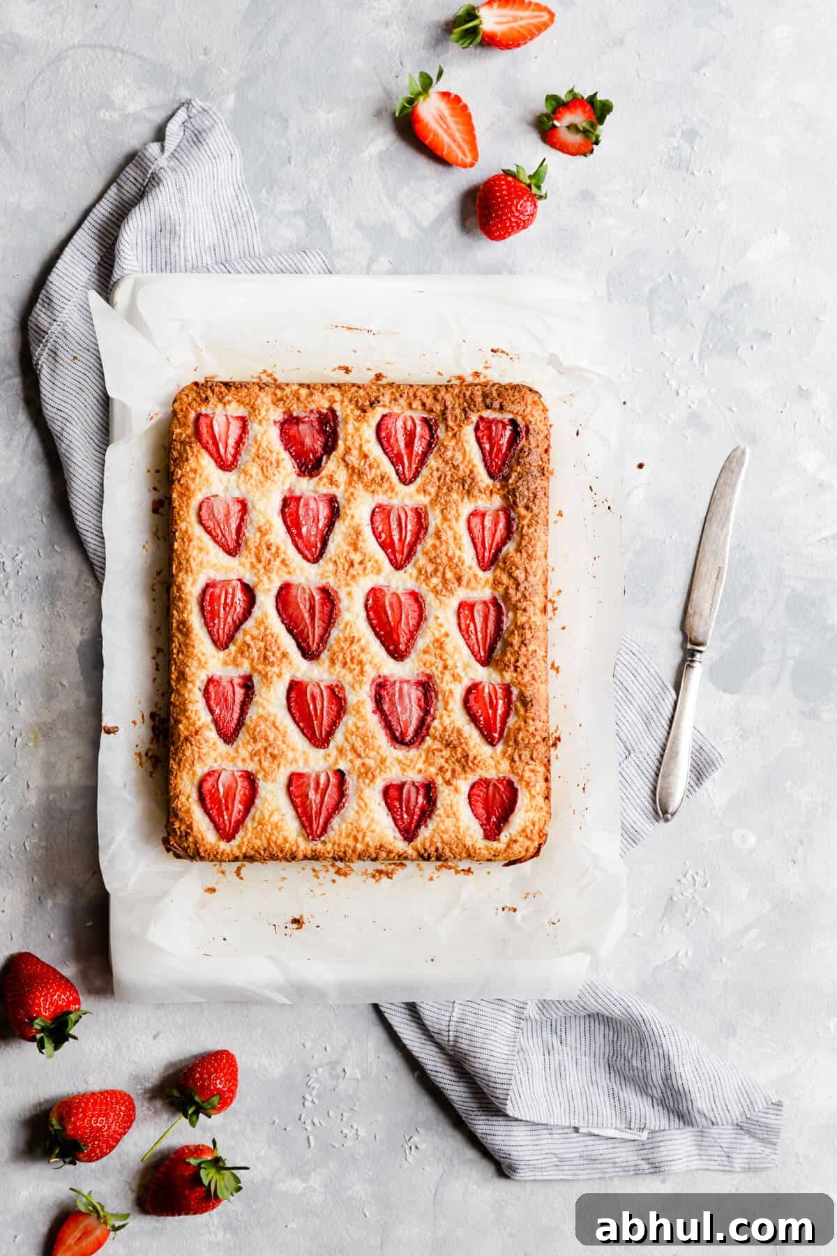 Strawberry Coconut Frozen Squares: Refreshing No-Bake Treat 21 top view of baked strawberry coconut ice squares