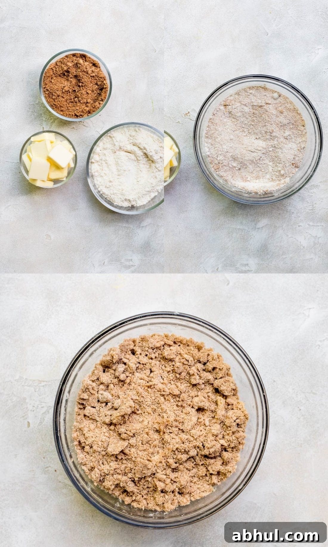 step by step process of making streusel