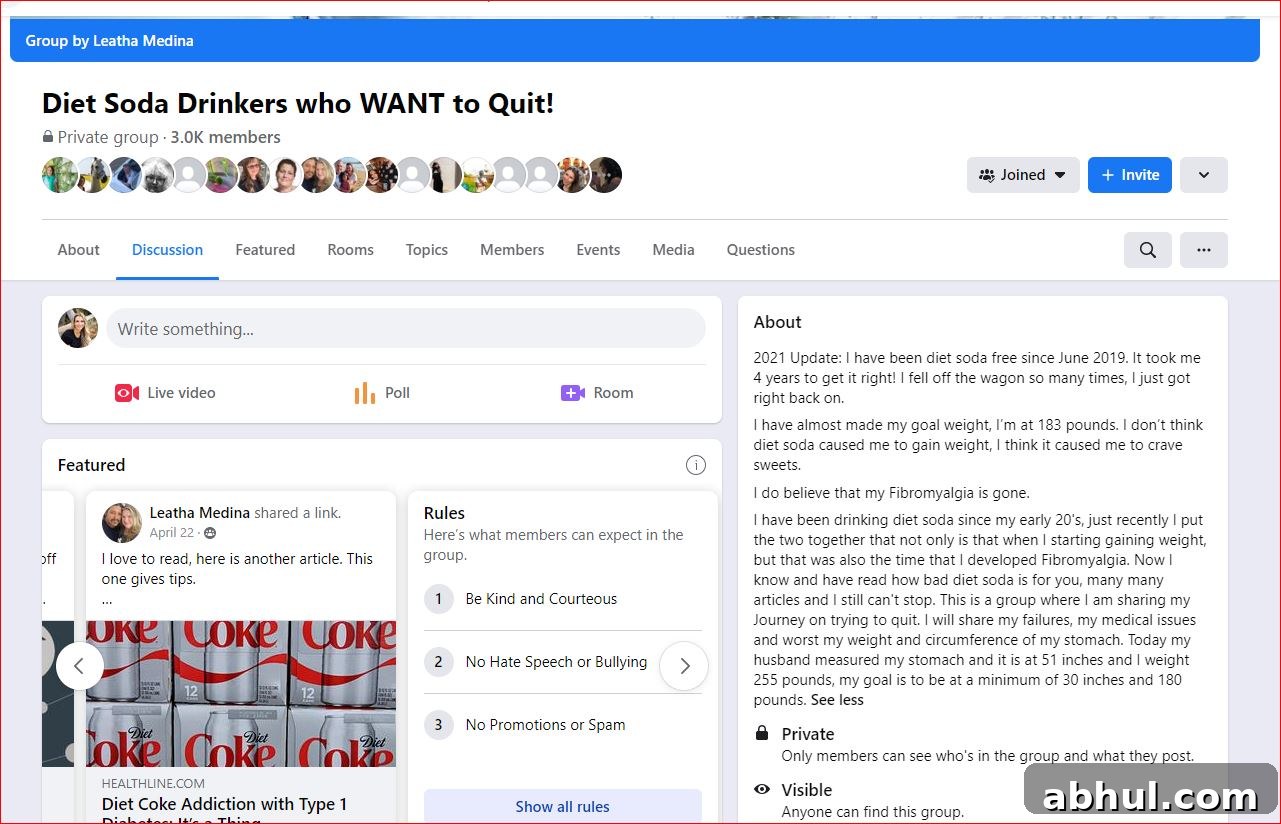 diet soda drinkers who want to quit facebook support group