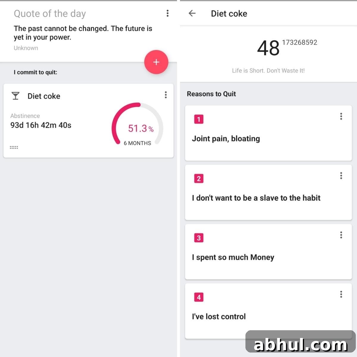 Quitzilla app helped me quit diet coke