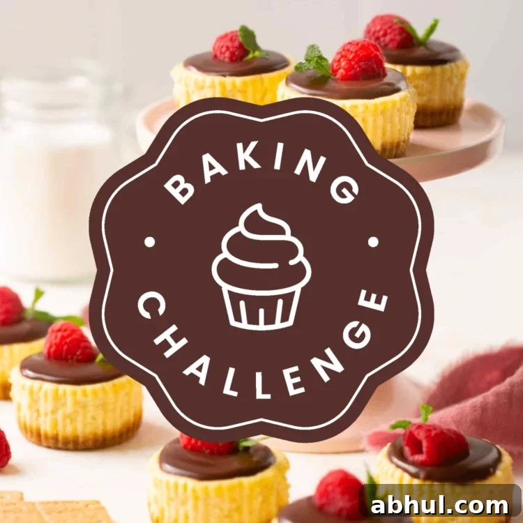 mini cheesecake cups and text reading baking challenge