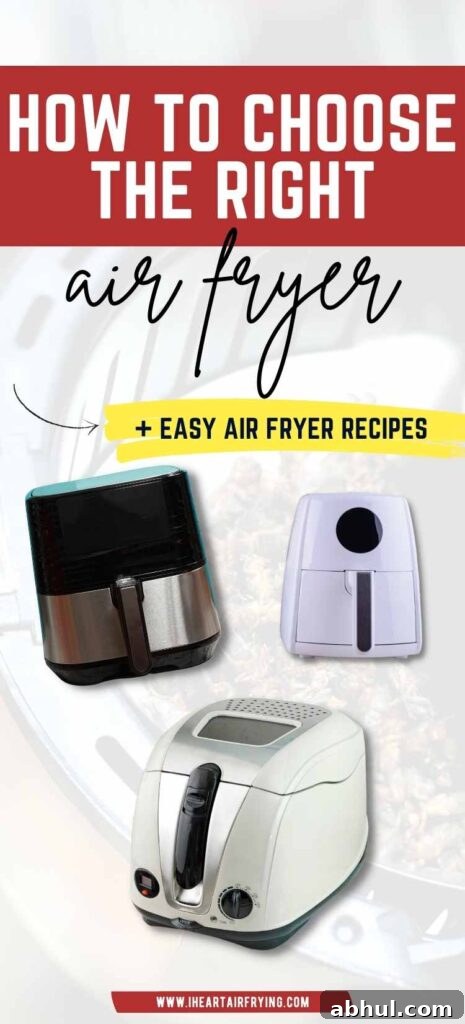 Choosing the Perfect Air Fryer: A Buyer's Guide for Your Kitchen 6 variety of air fryers with text overlay