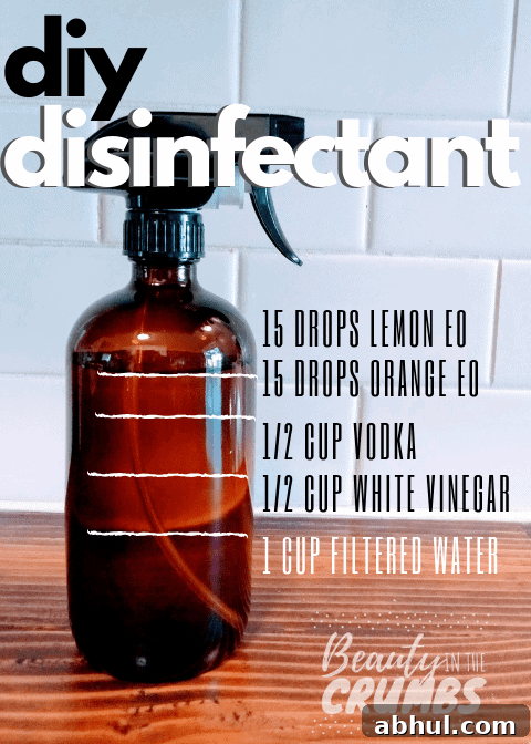 Learn how to make this DIY Disinfectant that is all natural, non toxic, cheap, and works like Lysol. This spray uses essential oils, white vinegar, and alcohol to deodorize, sanitize, and kill mold.