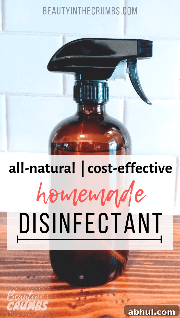 Learn how to make this DIY Disinfectant that is all natural, non toxic, cheap, and works like Lysol. This spray uses essential oils, white vinegar, and alcohol to disinfect your home
