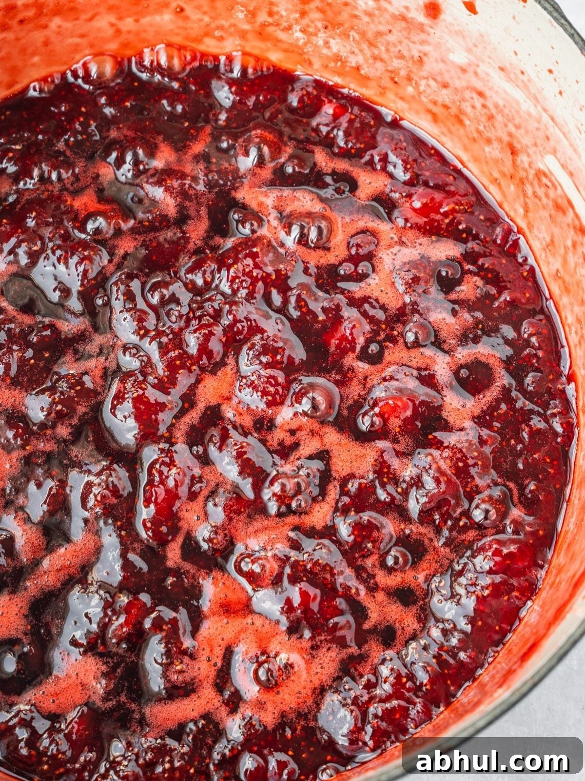 Strawberry-Balsamic Jam with Black Pepper — Homemade Recipe 8 Jam bubbling away in a pot.