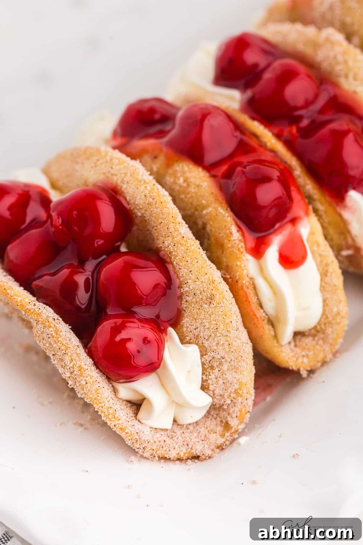 Cherry Cheesecake tacos completed and ready to eat!