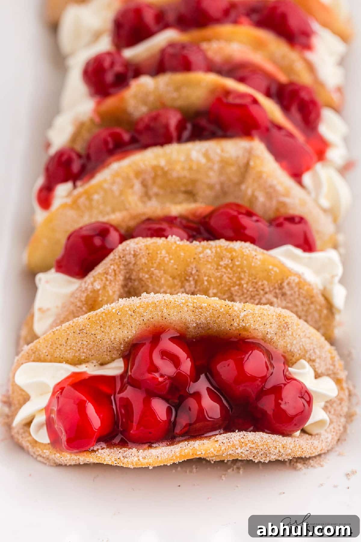 Cherry Cheesecake tacos completed and ready to eat!
