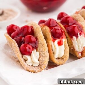 Cherry Cheesecake tacos completed and ready to eat!