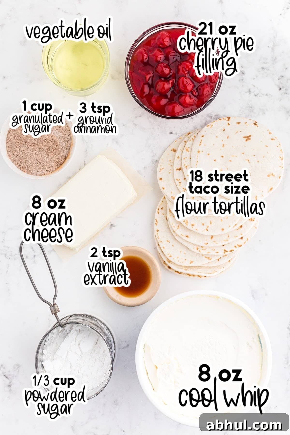 All ingredients laid out in small bowls or on counter ready to cook.