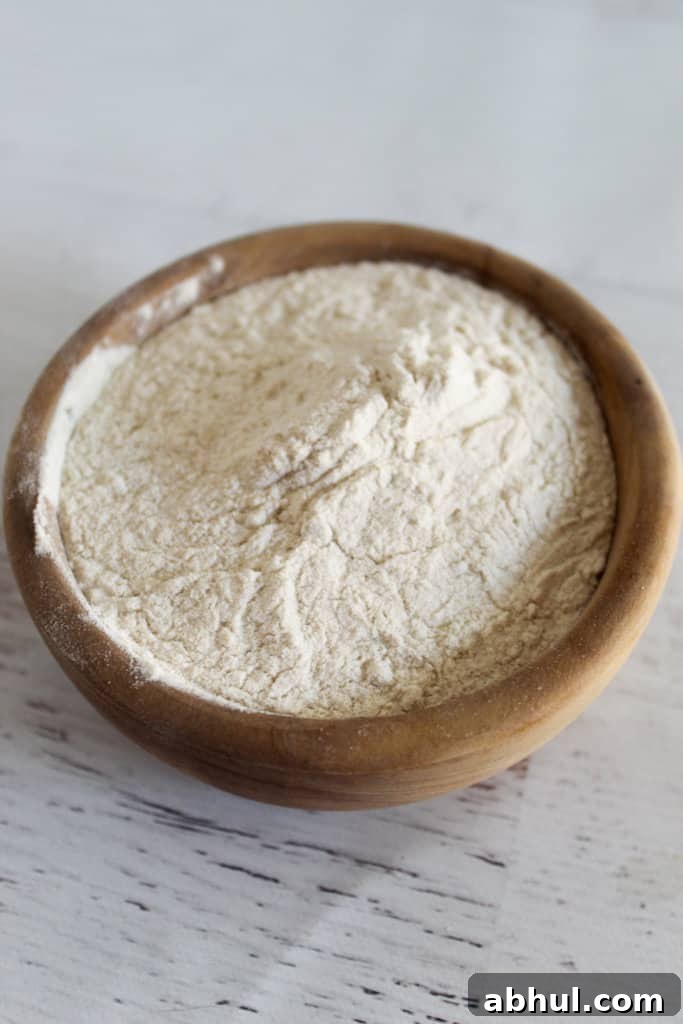 buckwheat flour in a brown bowl
