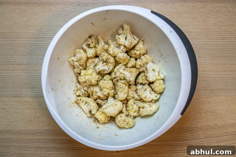 Cream-Free Vegan Roasted Cauliflower Soup Recipe 4 Prepping the cauliflower