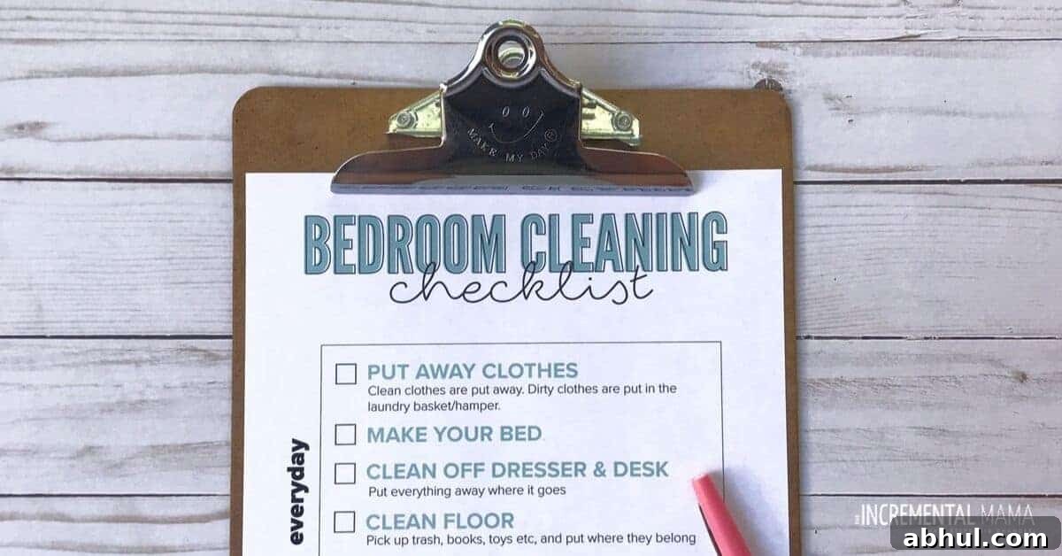 bedroom cleaning checklist for kids