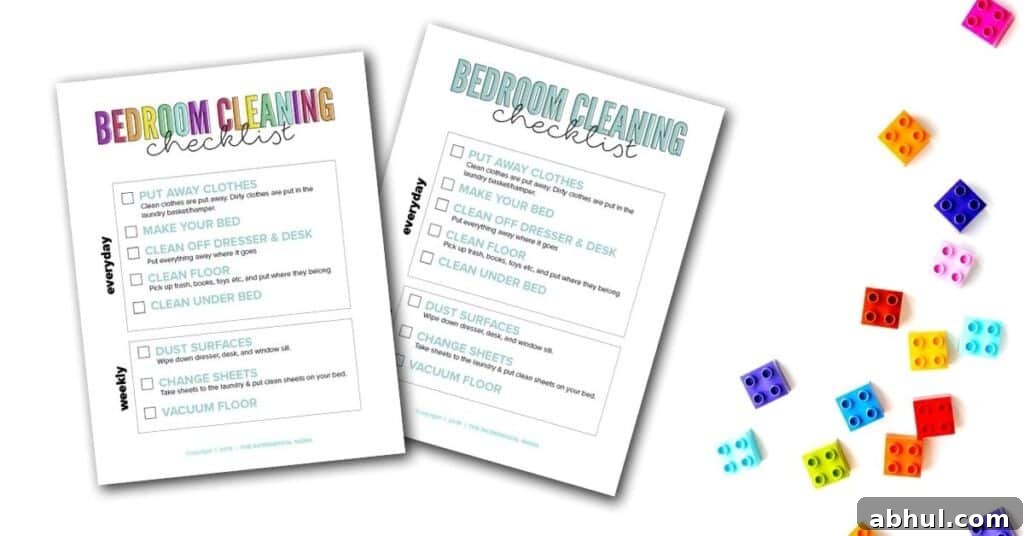 bedroom cleaning checklist for kids