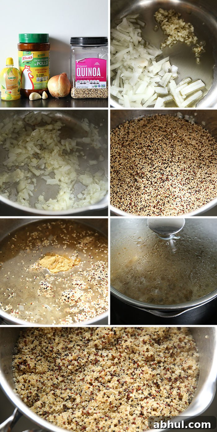 7-photo picture collage of step-by-step photos of how to make the best quinoa.