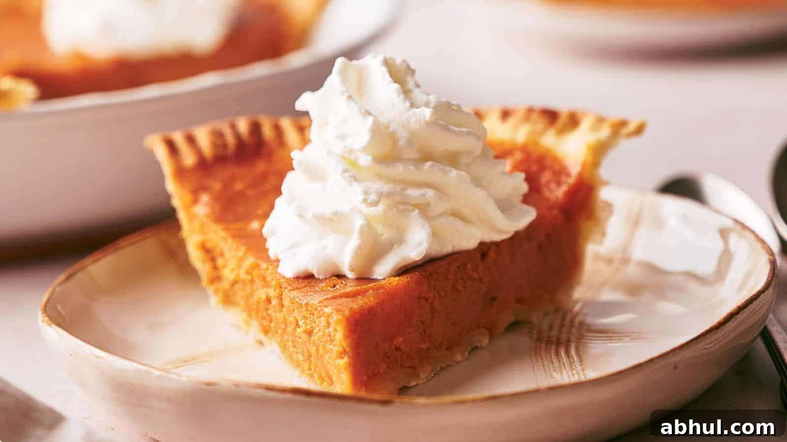 A slice of sweet potato pie with a swirl of cream on it.