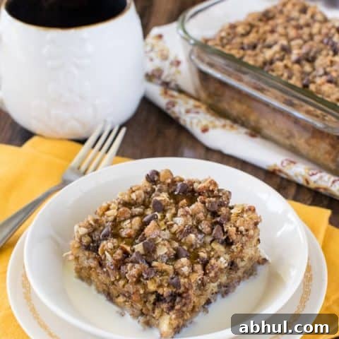 Chocolate Chip Banana Streusel Baked Oatmeal