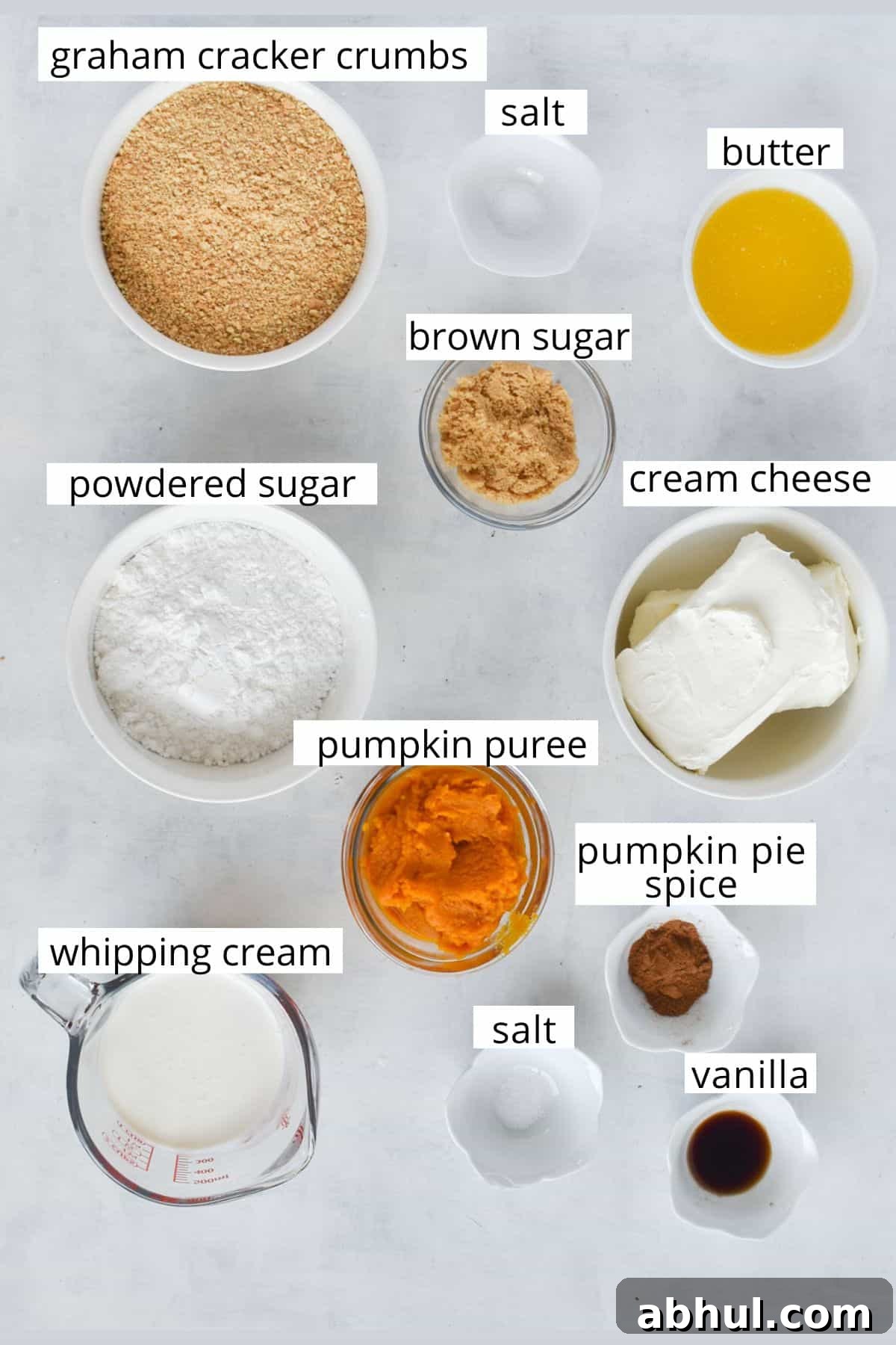 ingredients for recipe laid out and labeled.