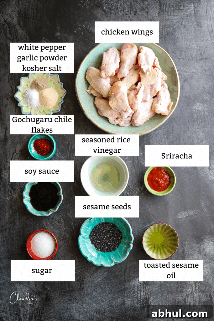 ingredients for Korean style spicy  chicken wings 