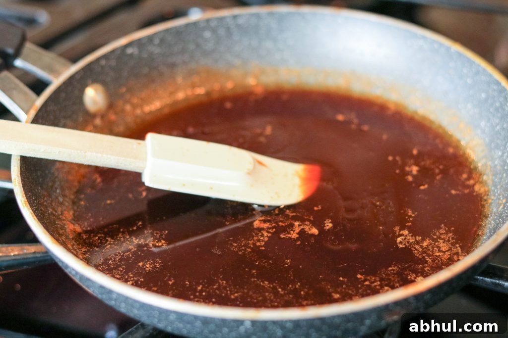 spicy Asian wing sauce in pan