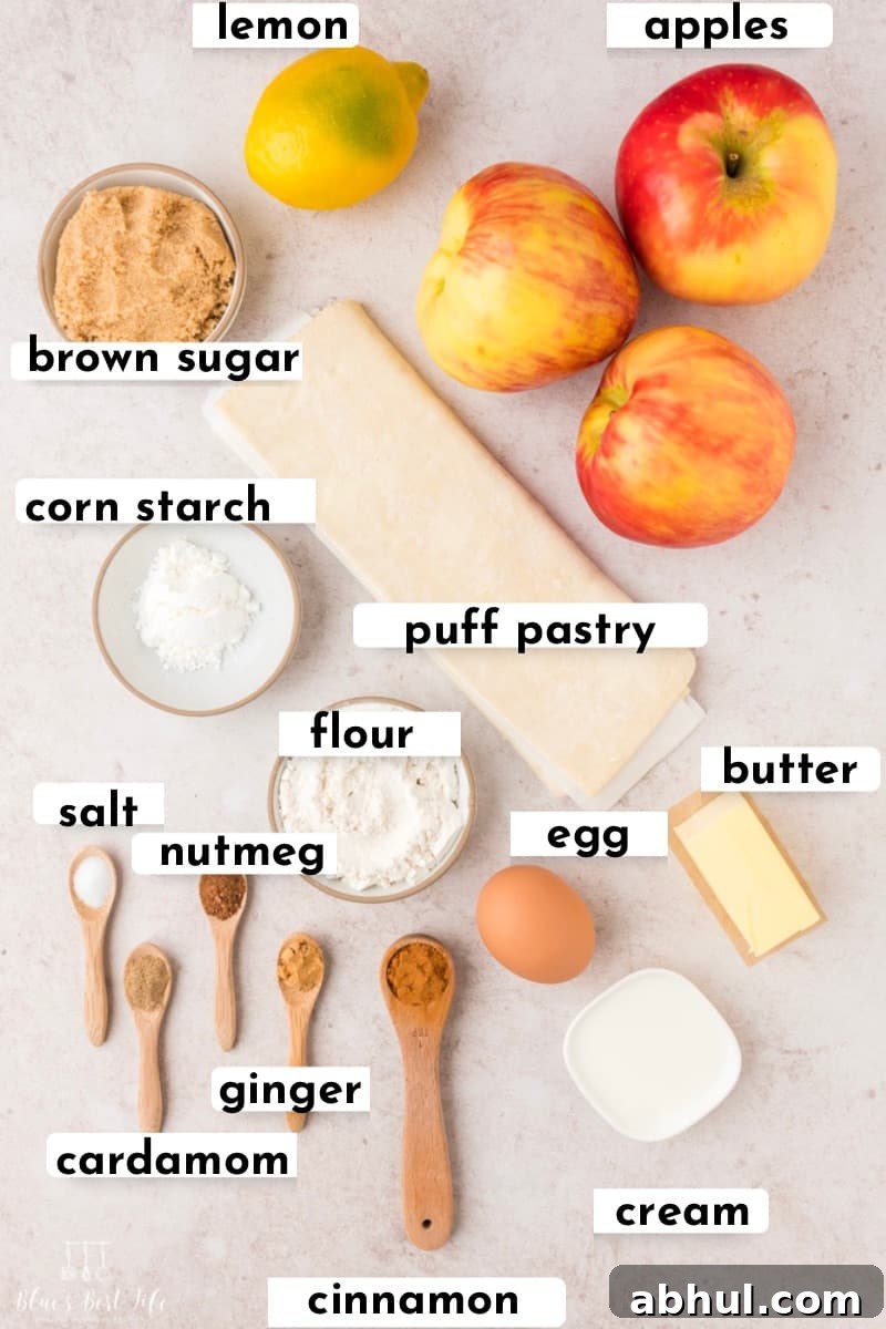 Mini Apple Pie Bites with Flaky Puff Pastry 3 Ingredients for the apple pie bites with puff pastry.