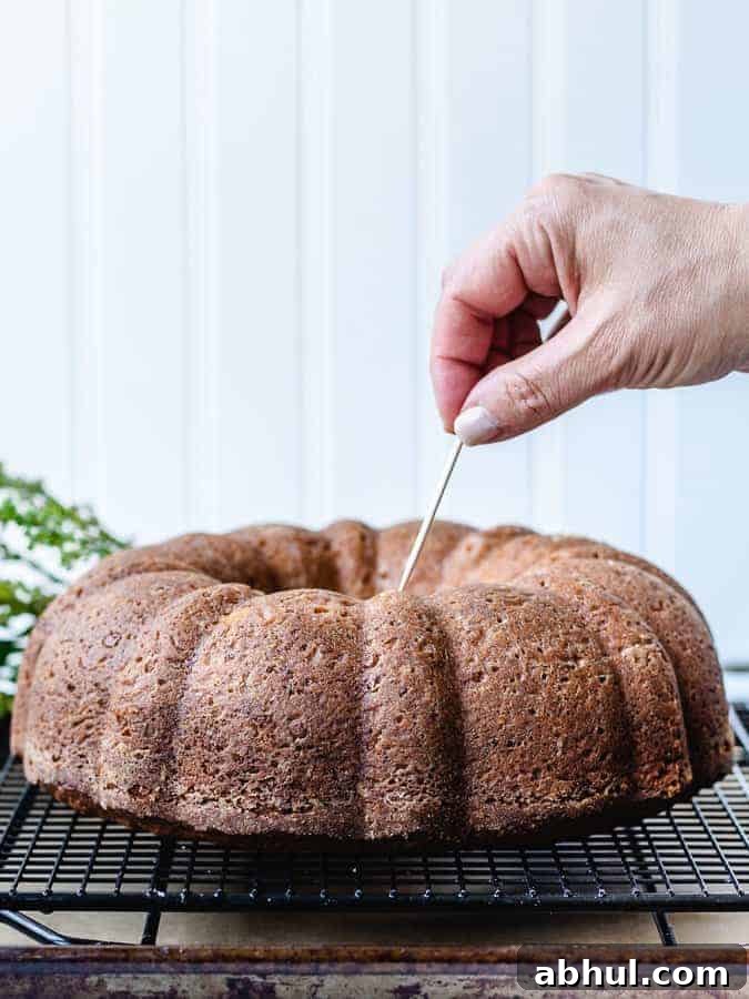 Rum glaze being poured