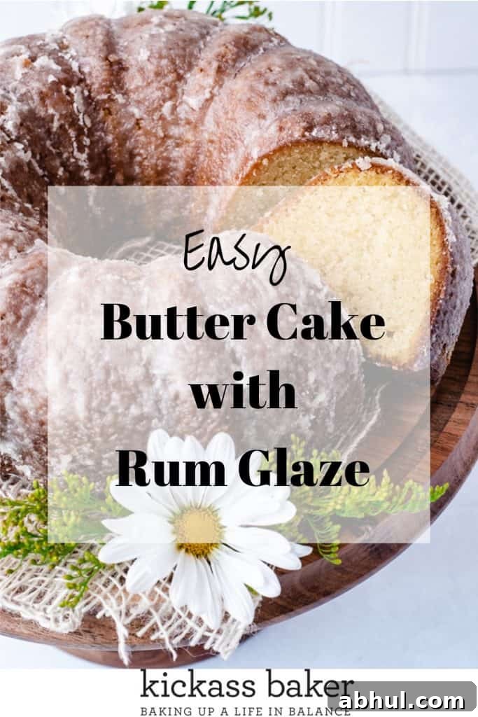 Slice of rum glazed butter cake