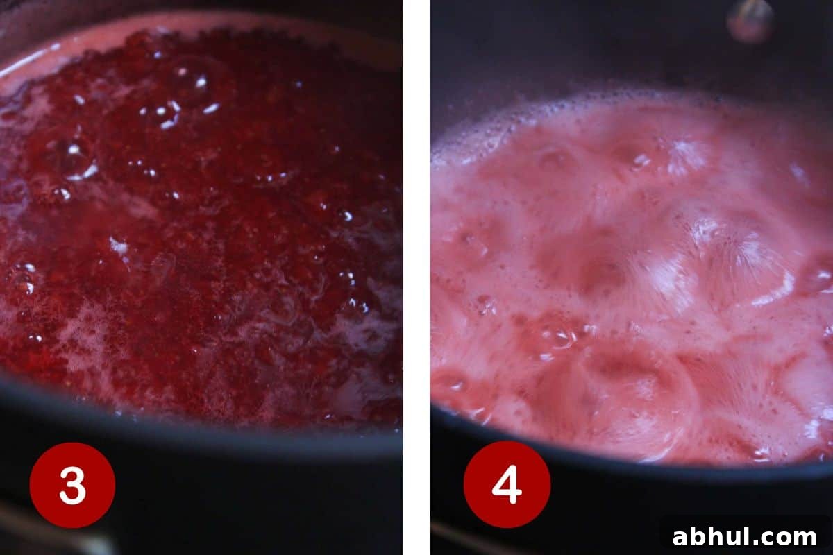 Adding the ingredients to a saucepan and boiling until you have a thick mixture.