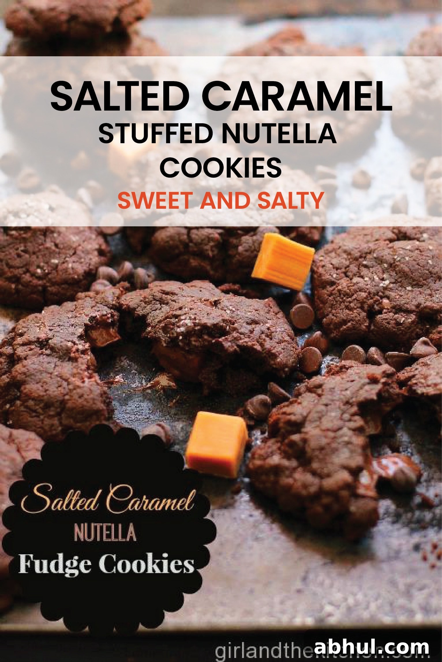 Super fudgy Nutella cookies stuffed with salted caramel and baked until gooey and warm inside.  #nutellacookoies #nutella