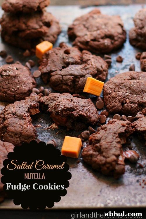 Salted Caramel and Nutella Stuffed Fudgy Cookies Girl and the Kitchen Pinterst -023 Girla and the Kitchen
