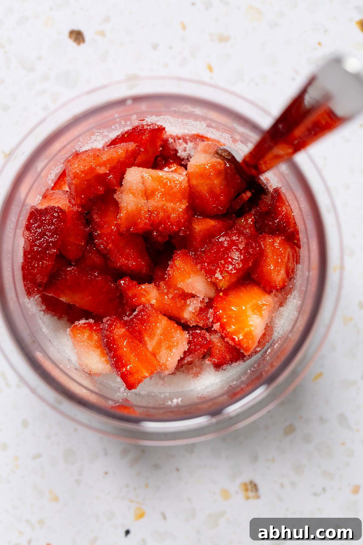 Diced strawberries with sugar