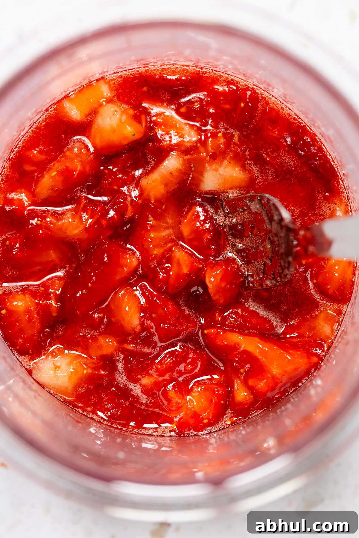 Mashed strawberries with sugar