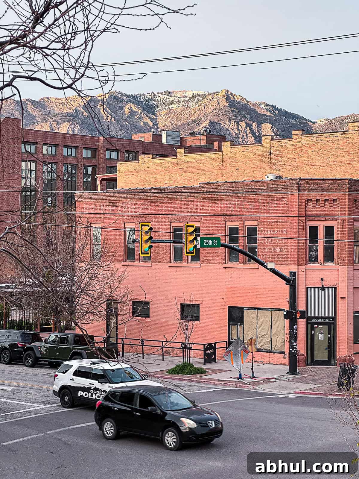View of 25th street in Ogden in Utah during April